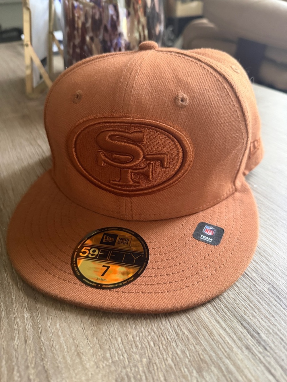 New Era fitted cap in camel brown with tonal SF San Francisco 49ers logo 7 1/8